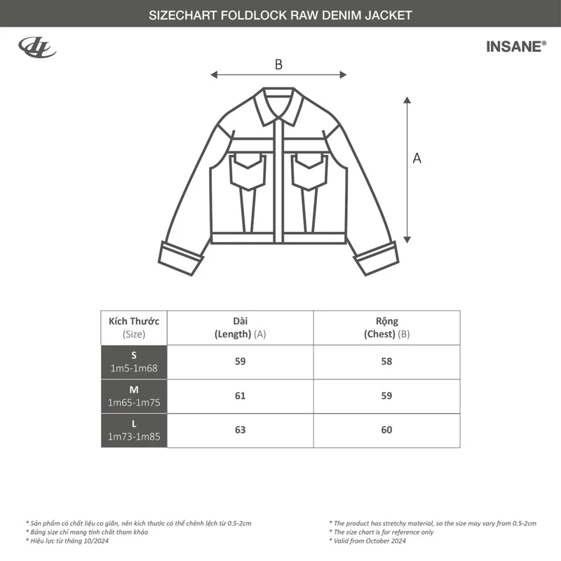 Áo Khoác InsaneClo FOLDLOCK RAW DENIM JACKET Form Unisex Vải Denim