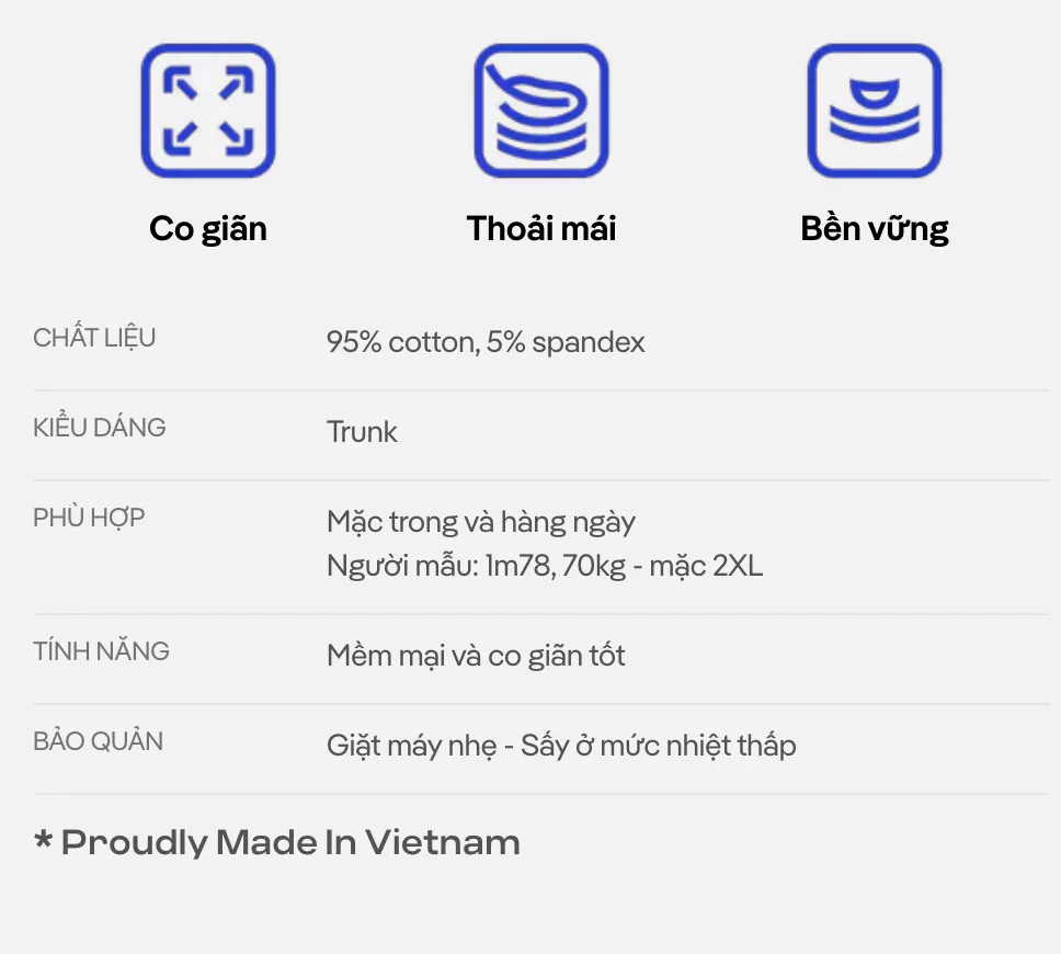 Combo 5 quần lót sịp nam Trunk Cotton co giãn thoải mái vải mềm thoáng khí Coolmate (màu ngẫu nhiên)