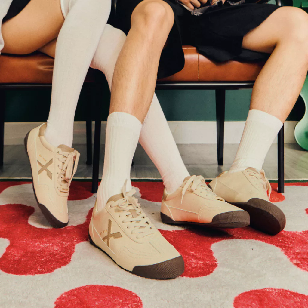 Giày Sneaker Da Nam Nữ Dincox DC47 BEIGE/TAUPE Shoes Đế Bằng, Bền Và Nhẹ Hơn