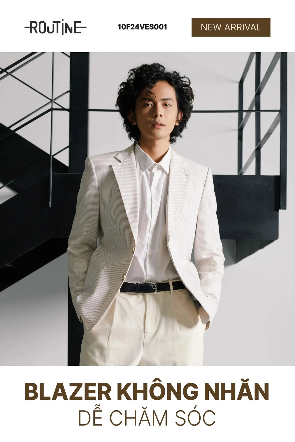 Áo Vest Blazer Vải Twill Trơn Form Fitted - Routine 10F24VES001