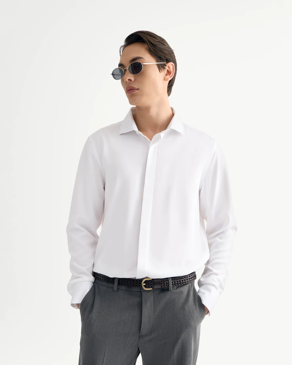 Áo Sơ Mi Nam Tay Dài Trơn Form Fitted - Routine 10S25SHL004