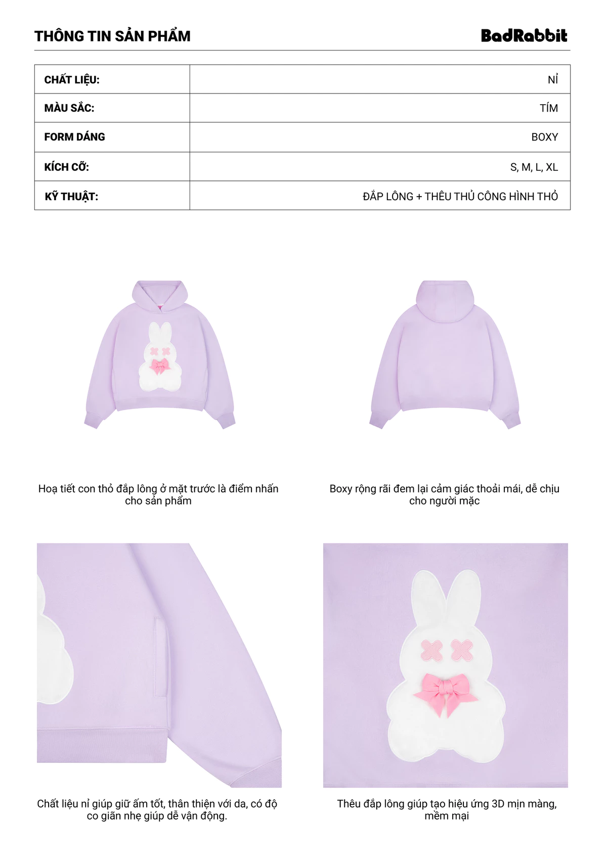 Áo khoác Sweet Rabbit Hoodie - Local Brand Chính Hãng