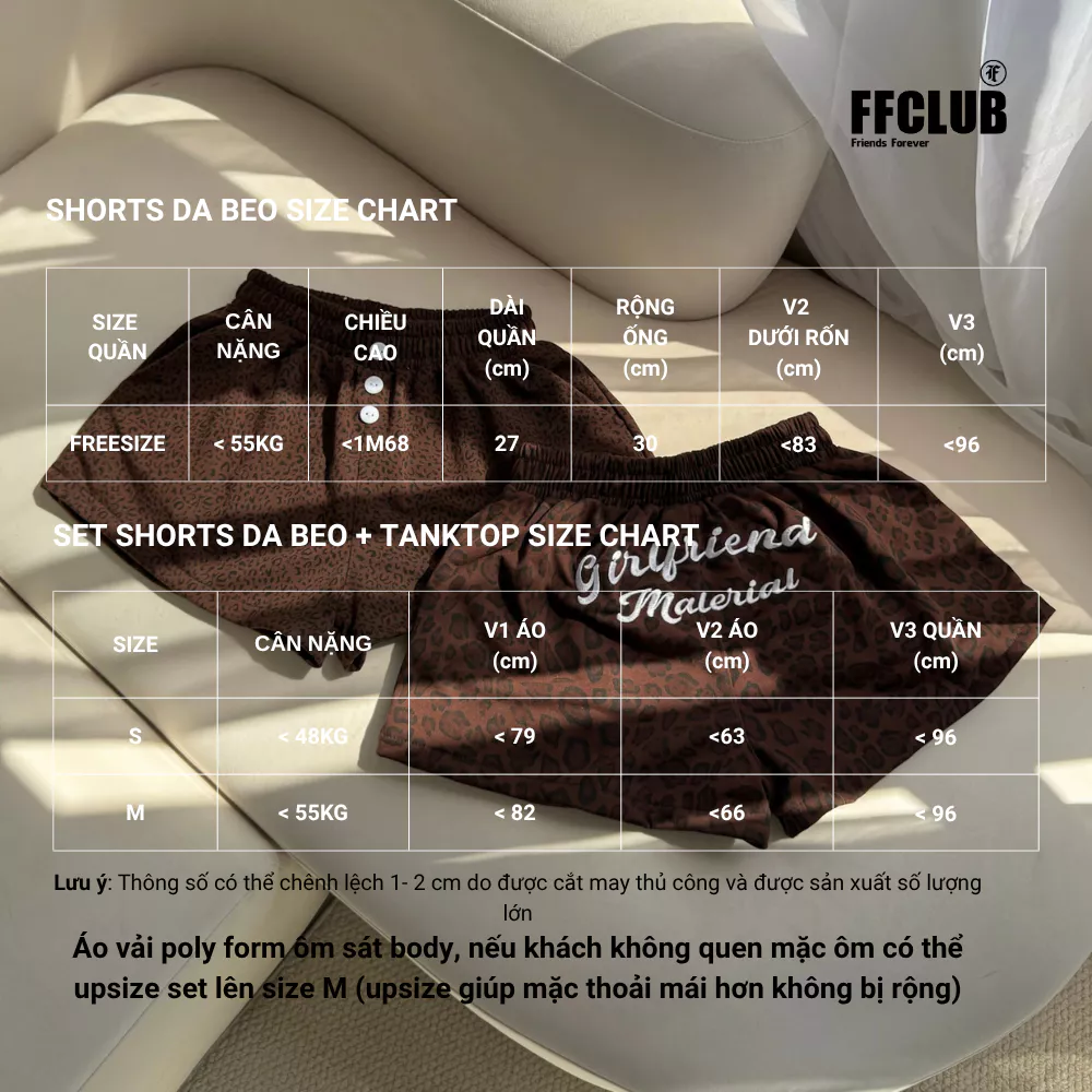 SET QUẦN SHORT NỈ CUA LOGO THÊU GIRL FRIEND DA BEO FFCLUB MIX