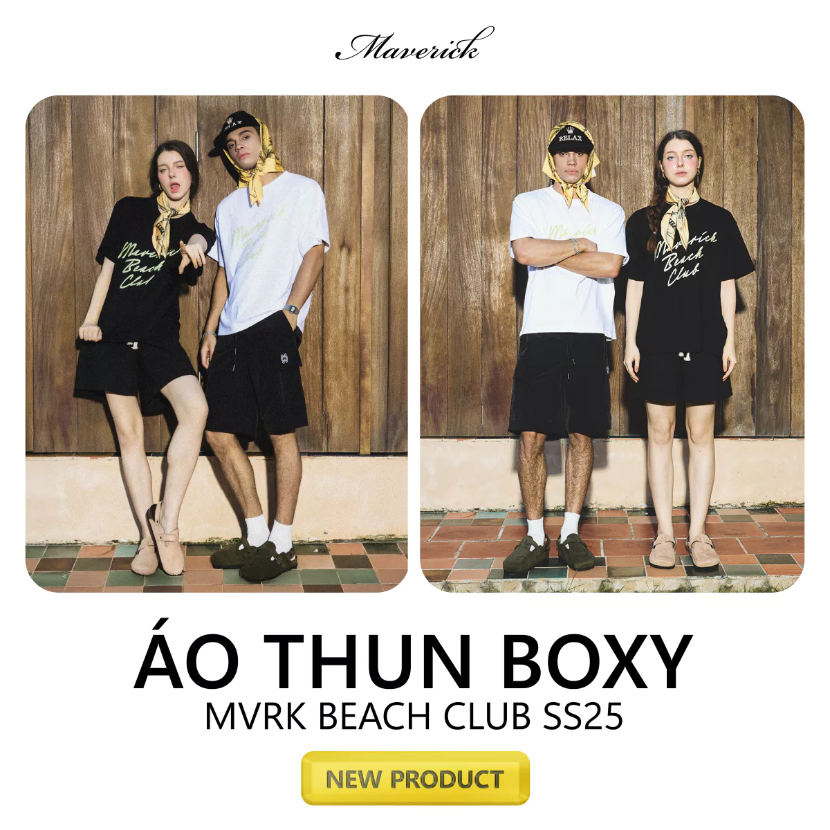 Áo thun MVRK Beach Club SS25 Unisex Form Boxy 250 GSM 100% Cotton Style