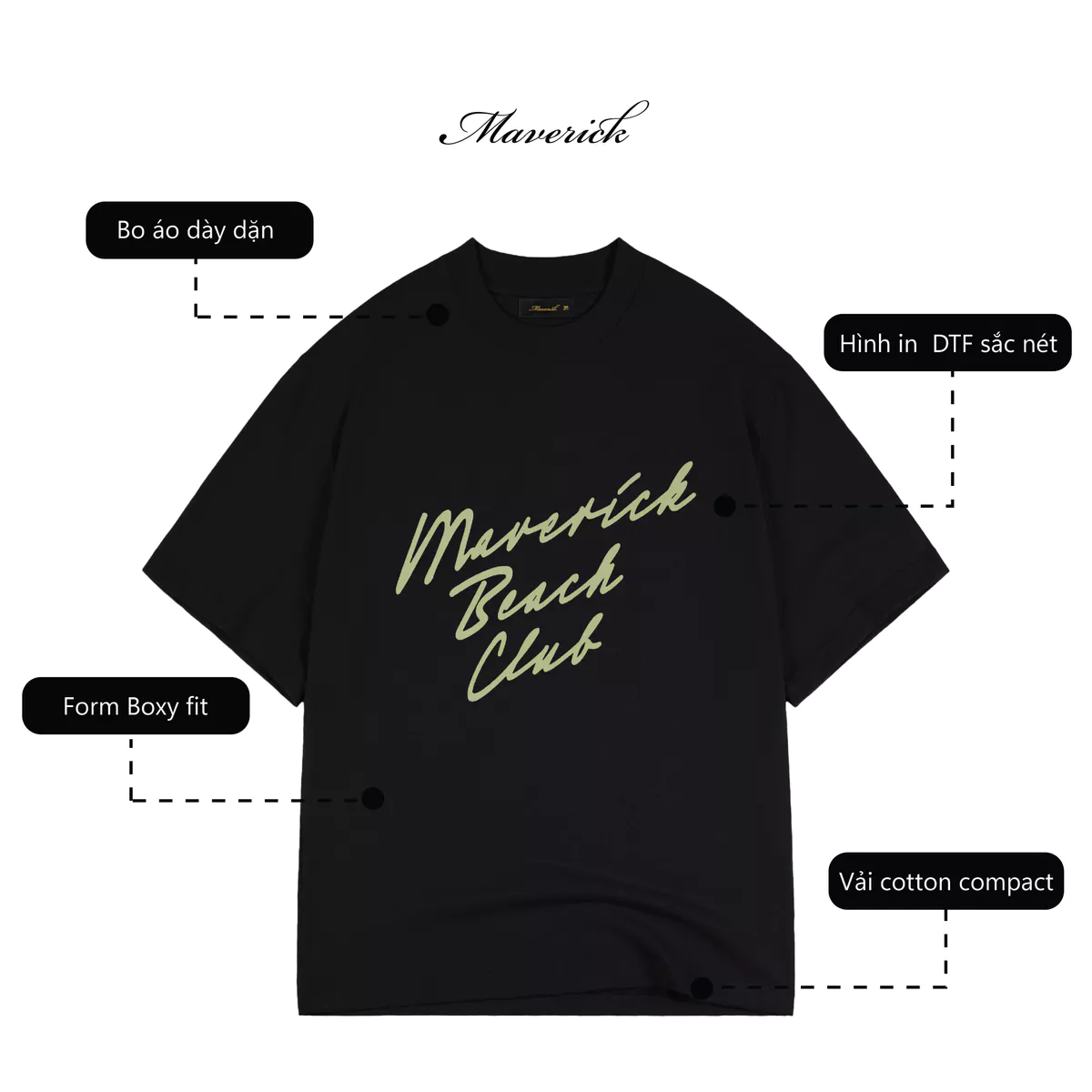 Áo thun MVRK Beach Club SS25 Unisex Form Boxy 250 GSM 100% Cotton Style