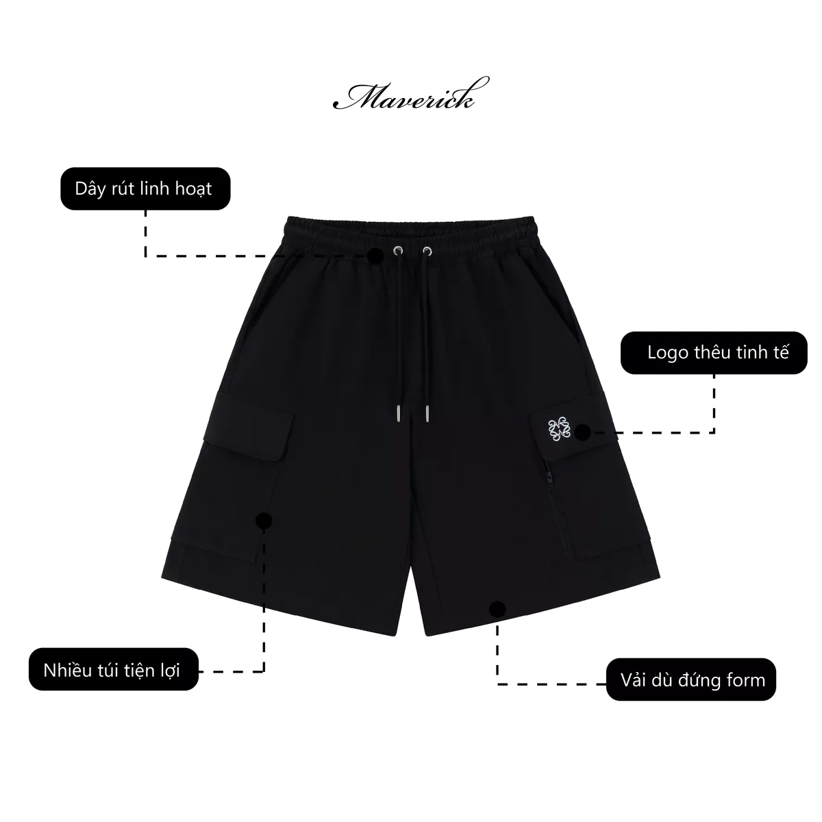 Quần Short MVRK Initial Unisex Vải Dù Siêu Nhẹ Thoáng Mát