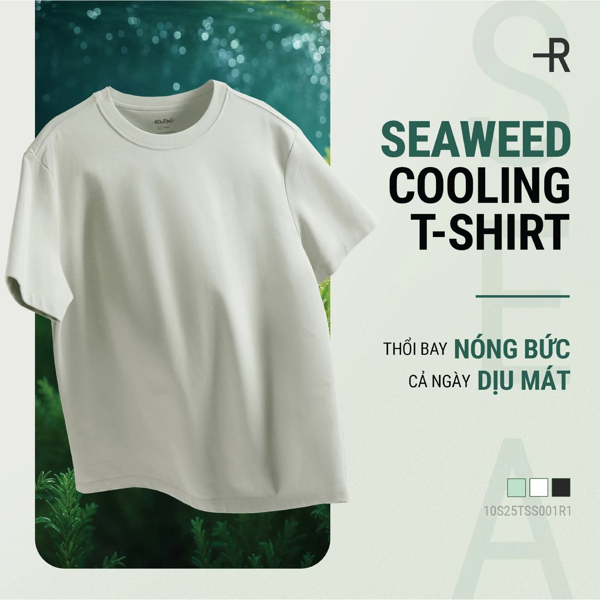 Áo Thun Ngắn Tay Vải Cotton Cooling Trơn Form Fitted - Routine 10S25TSS001R1