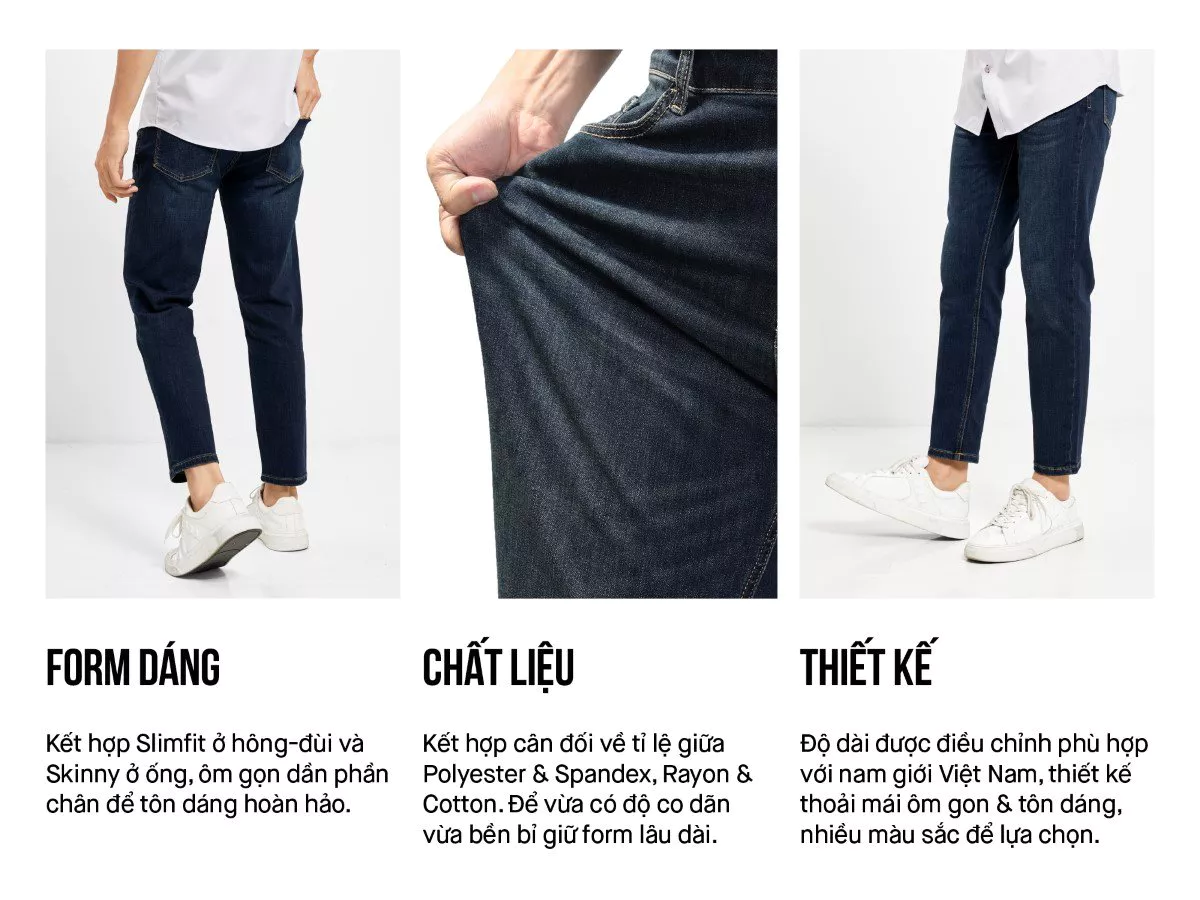 Quần jeans nam cao cấp ICONDENIM, quần bò smart fit tôn dáng , siêu co giãn 4 chiều, SMARTJEANS