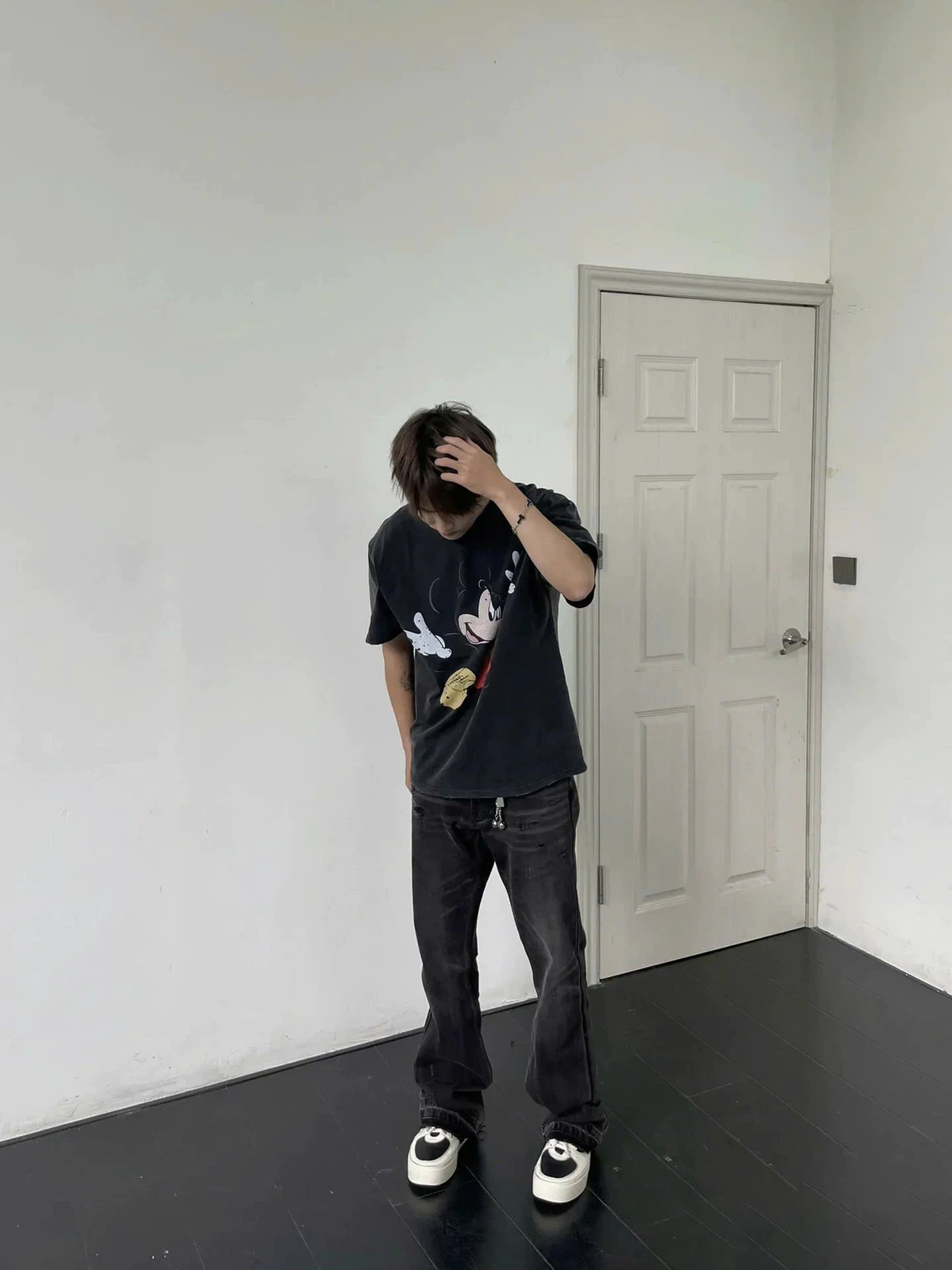 Áo Thun Washed REUNION "MICKEY" Tshirt, Áo Phông Grey Washed TSW9
