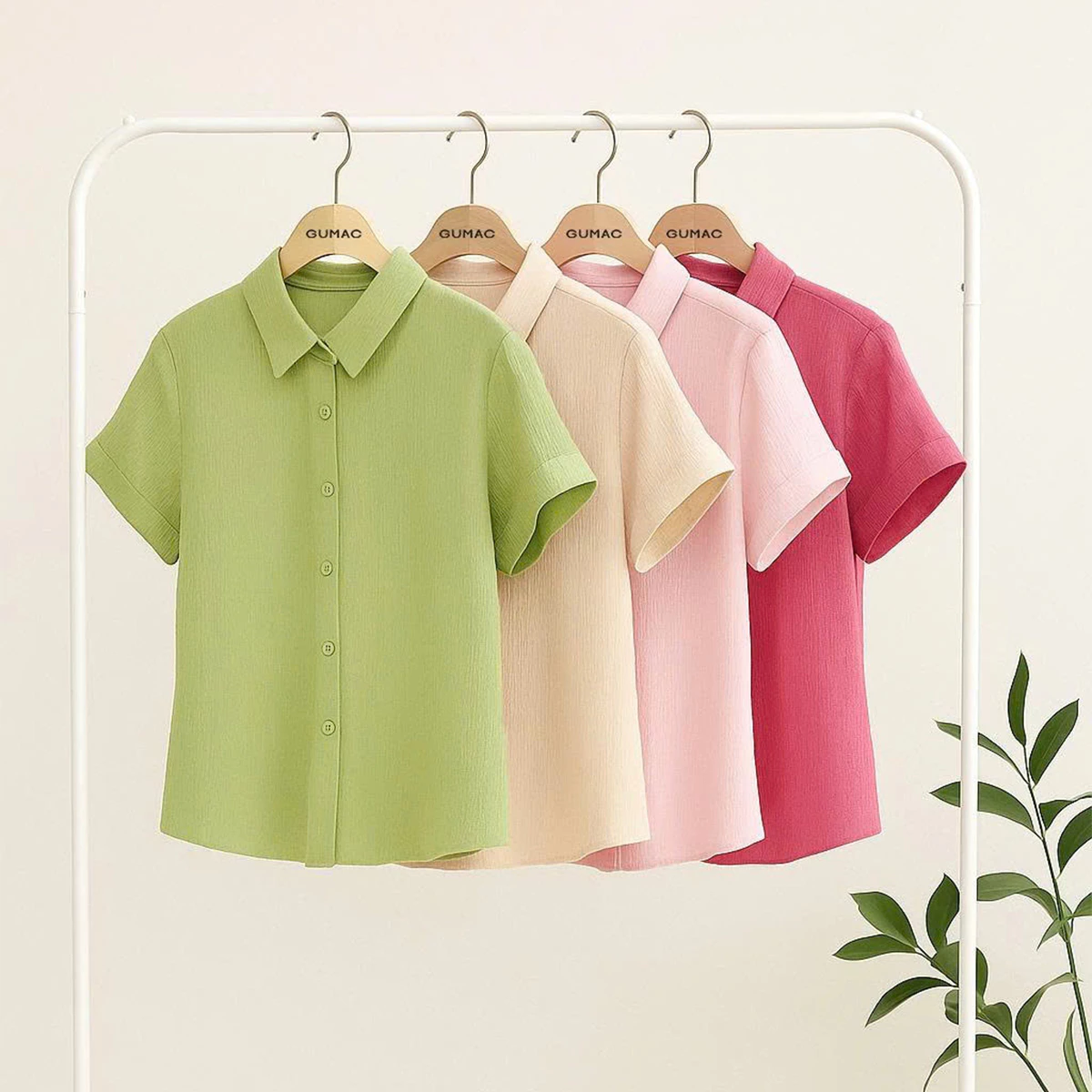 Áo Sơ Mi Nữ GUMAC Áo Kiểu Tay Liền Công Sở Trơn Basic Vải Lụa Xốp Mềm Mịn LAE1032