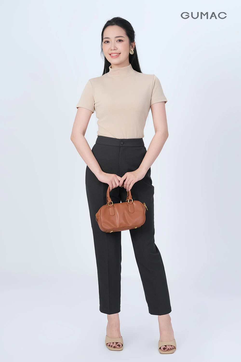 Quần Tây Nữ GUMAC Ống Đứng Lưng Cao Cạp Cao Chất Tuyết Mưa Tôn Dáng BQE00005