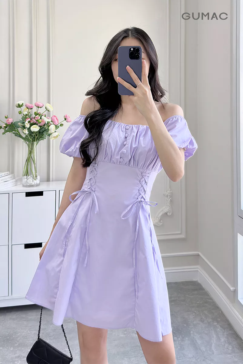 Đầm Nữ Gmorning - GUMAC Form A Xòe Tay Phồng Xếp Ly Ngực Thanh Lịch YDE12060