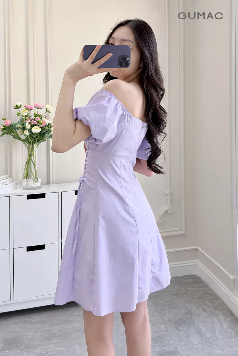 Đầm Nữ Gmorning - GUMAC Form A Xòe Tay Phồng Xếp Ly Ngực Thanh Lịch YDE12060