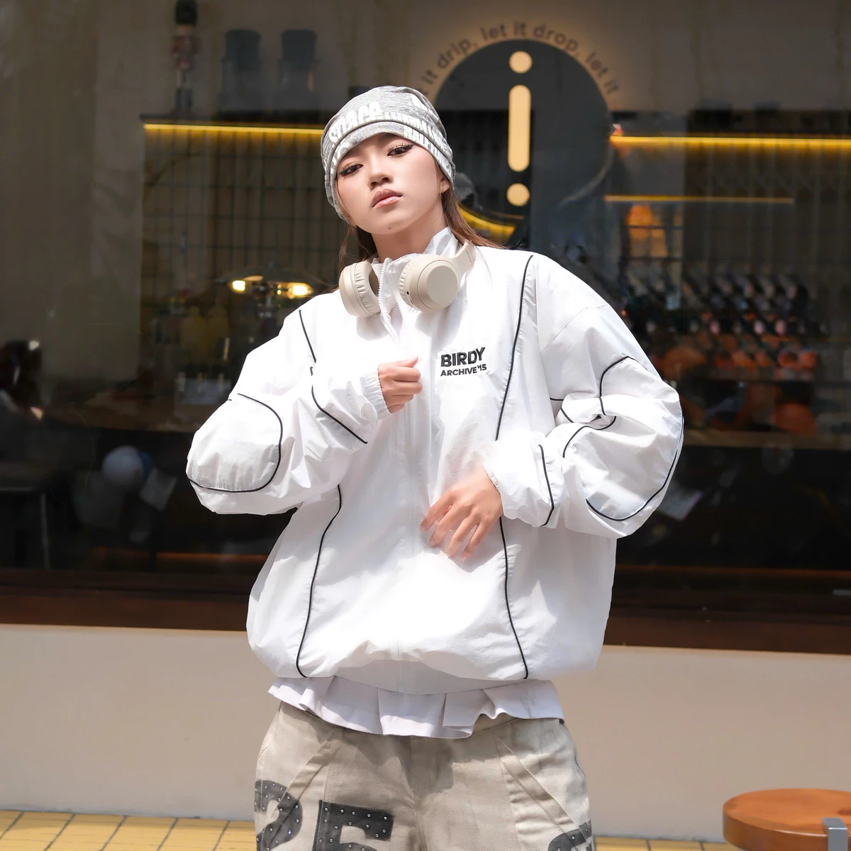 Áo khoác dù BIRDY nam nữ local brand form rộng màu đen, màu trắng LINE BASIC  Brand Chính Hãng