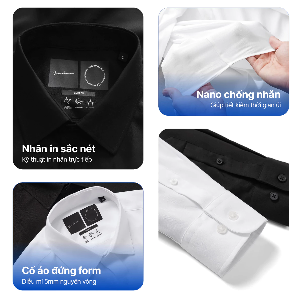 Áo Sơ Mi Vải Nano Nam ICONDENIM Tay Dài Anti-Wrinkle Form Slim SMID0253