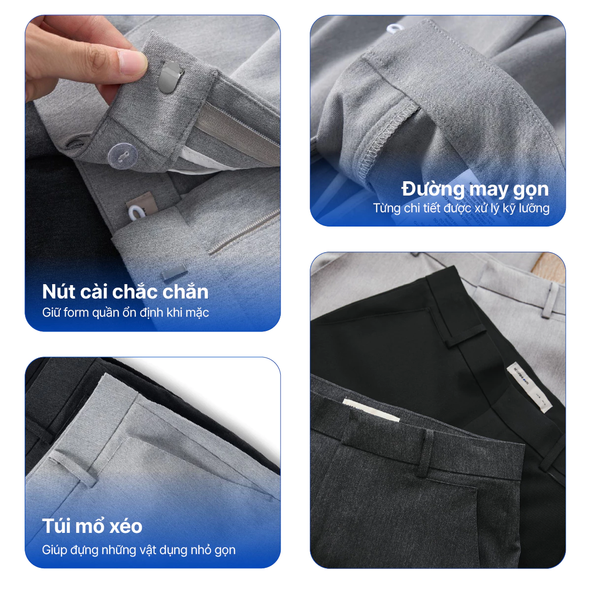Quần Tây Nam ICONDENIM Ống Suông Co Giãn Basic Form Straight QTID0064
