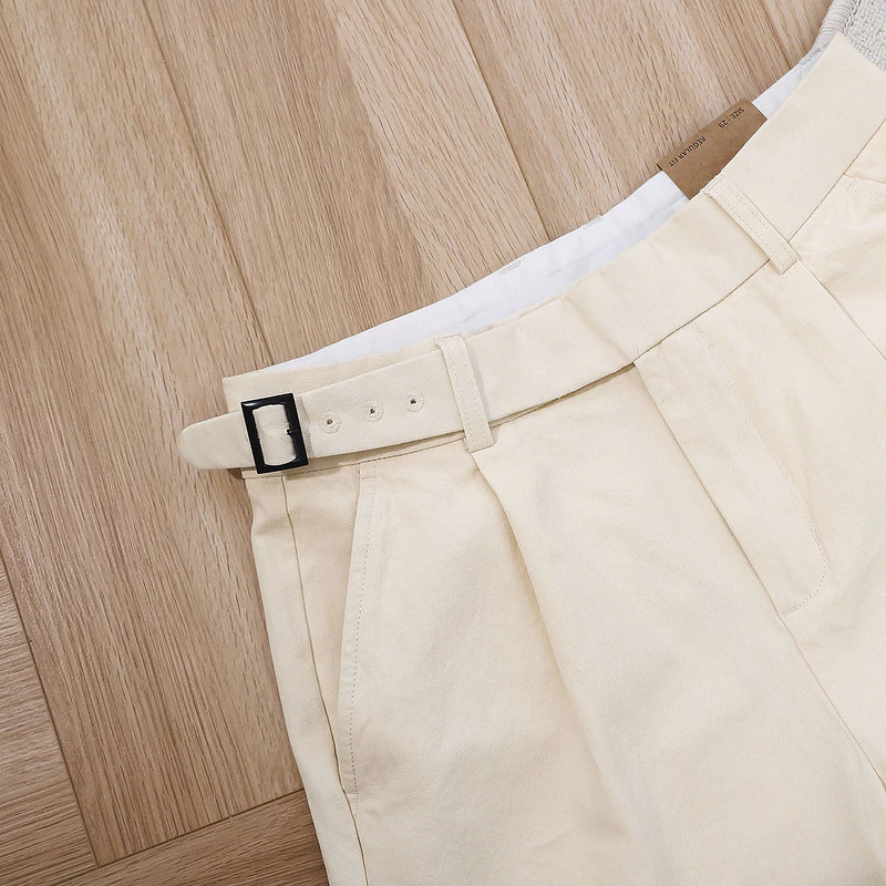 Quần short đũi SIDE-TAB LINEN SHORTS TORANO basic, có quai nhê thanh lịch và hiện đại FSBI004