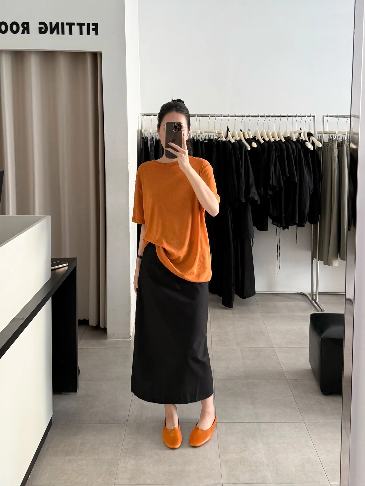 Chân váy midi linen hack dáng phong cách Hàn Quốc - Midi linen skirt