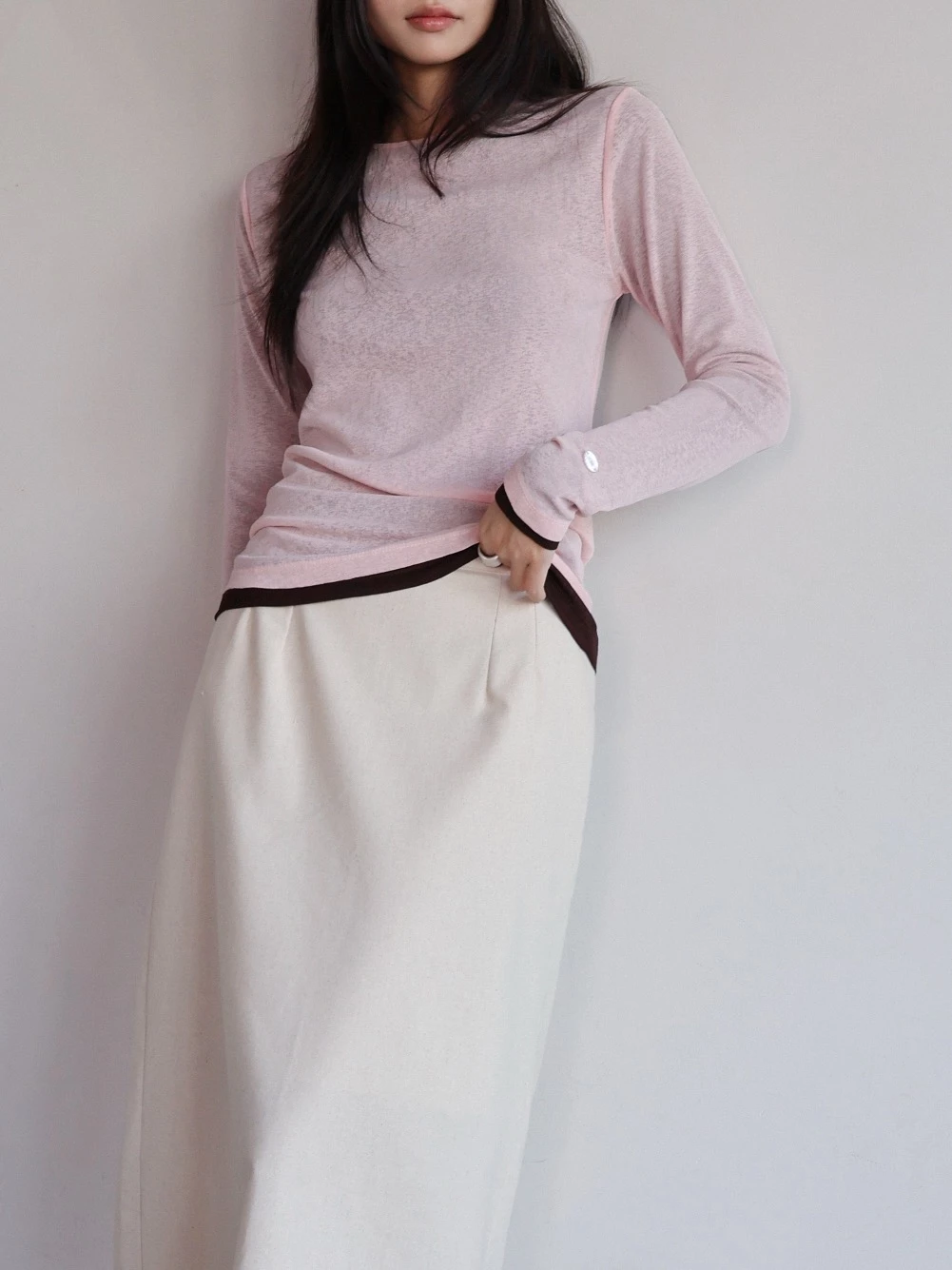 Chân váy midi linen hack dáng phong cách Hàn Quốc - Midi linen skirt