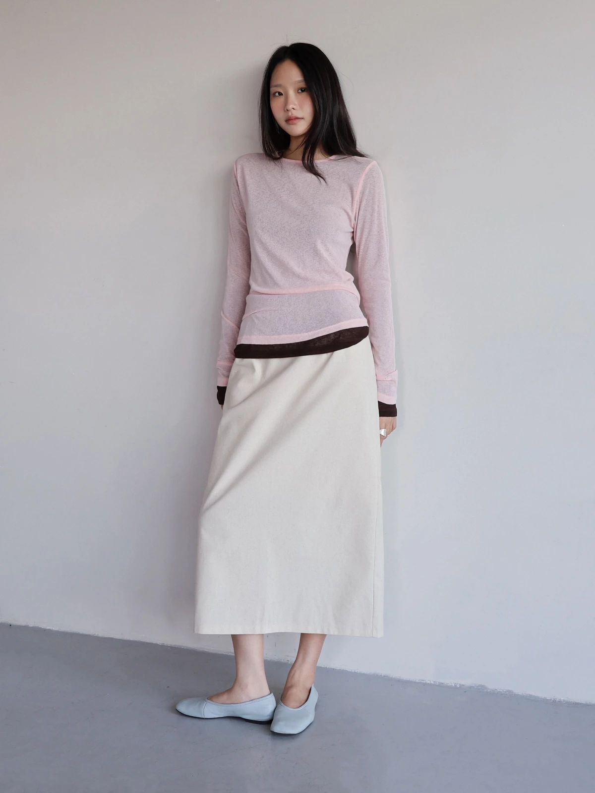 Chân váy midi linen hack dáng phong cách Hàn Quốc - Midi linen skirt