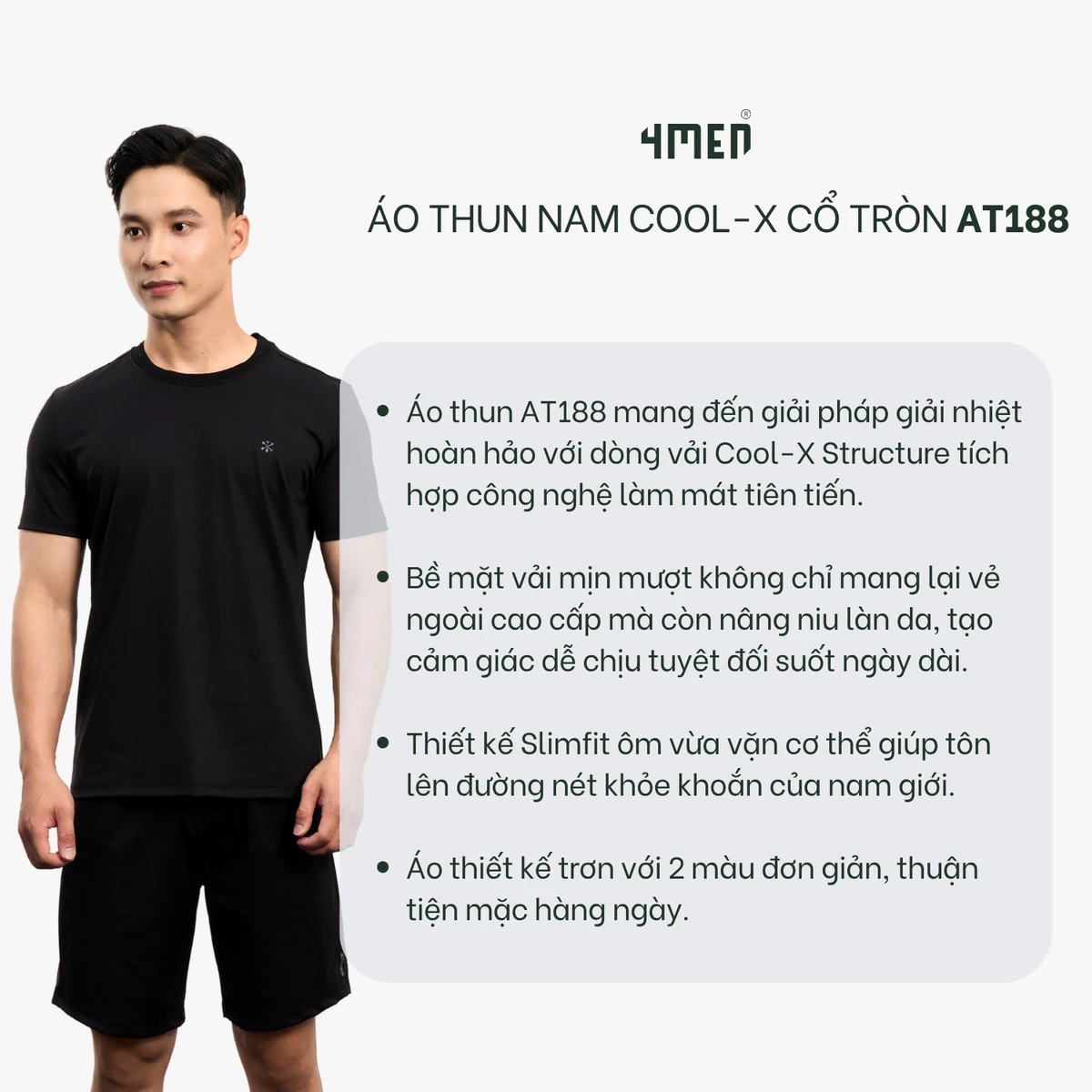 Áo Thun Nam Cool-X Cổ Tròn In Logo Bông Tuyết Form Slimfit AT188 Thoáng Khí, Ôm Vừa Vặn, Trẻ Trung