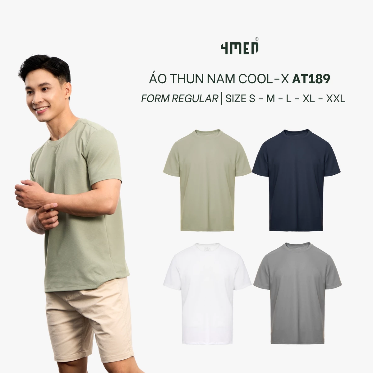 Áo Thun Cool-X In Logo Bông Tuyết Sau Cổ Form Regular AT189 Mềm Mại, Năng Động, Thoáng Mát