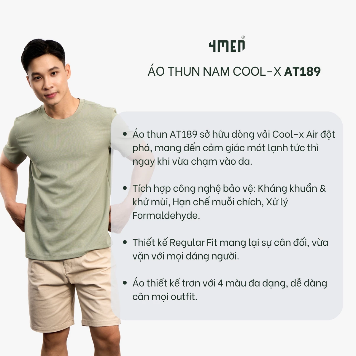 Áo Thun Cool-X In Logo Bông Tuyết Sau Cổ Form Regular AT189 Mềm Mại, Năng Động, Thoáng Mát
