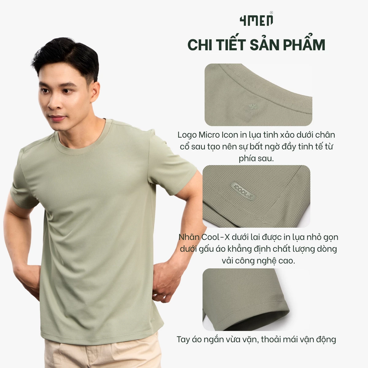 Áo Thun Cool-X In Logo Bông Tuyết Sau Cổ Form Regular AT189 Mềm Mại, Năng Động, Thoáng Mát