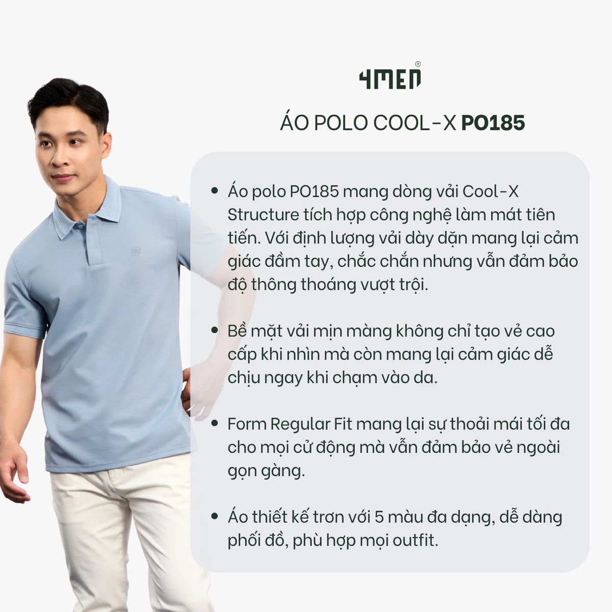 Áo Polo Cool-X In Logo Bông Tuyết Form Regular PO185 Sang Trọng, Chỉn chu, Thoáng Mát