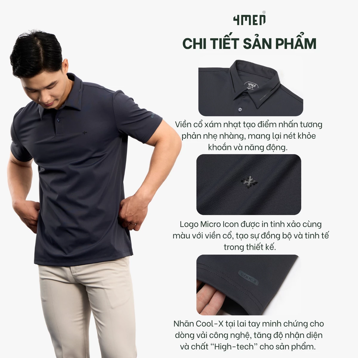Áo Polo Cool-X In Viền Bo Cổ Form Slimfit PO186 Chỉn Chu, Phong Cách, Dễ Phối Đồ