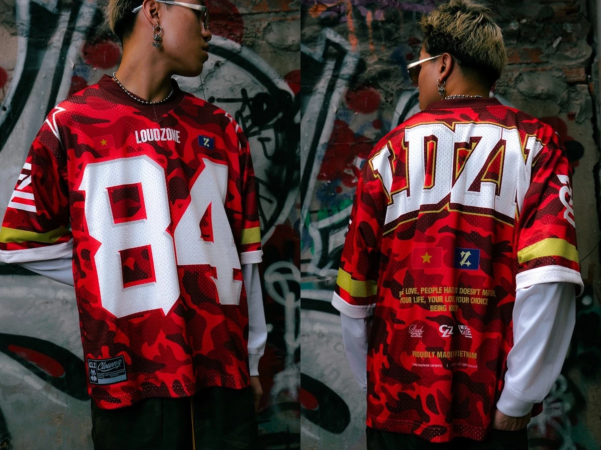 Áo phông Loudzone 84 Camo Jersey T-shirt áo đẹp tay lỡ cổ tim vải mesh cao cấp áo thun nam nữ unisex