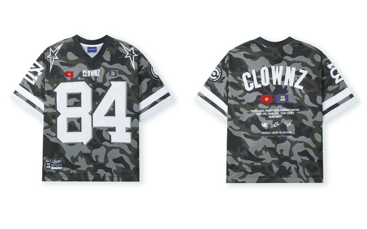 Áo phông Loudzone 84 Camo Jersey T-shirt áo đẹp tay lỡ cổ tim vải mesh cao cấp áo thun nam nữ unisex