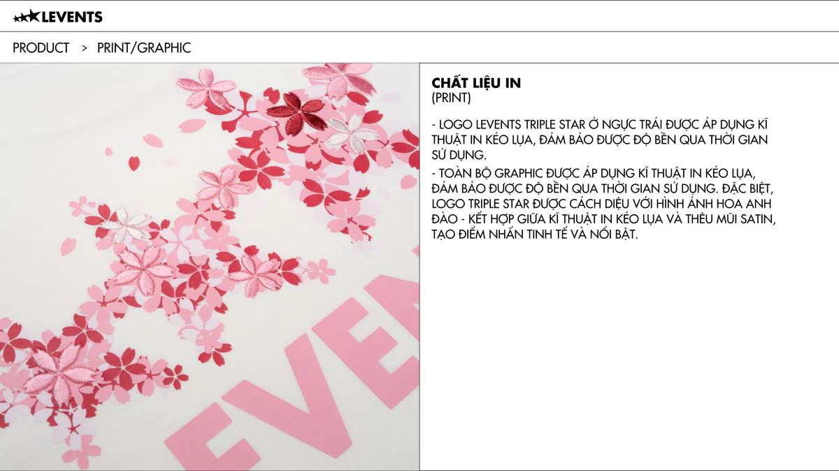 Áo Thun Levents Sakura Signature Logo Semi-Oversized Tee 100% Cotton T-shirt