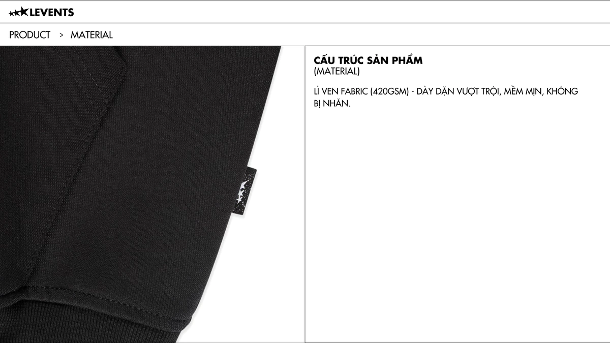 Áo Hoodie Boxy Levents Seasonal Cotton Premium