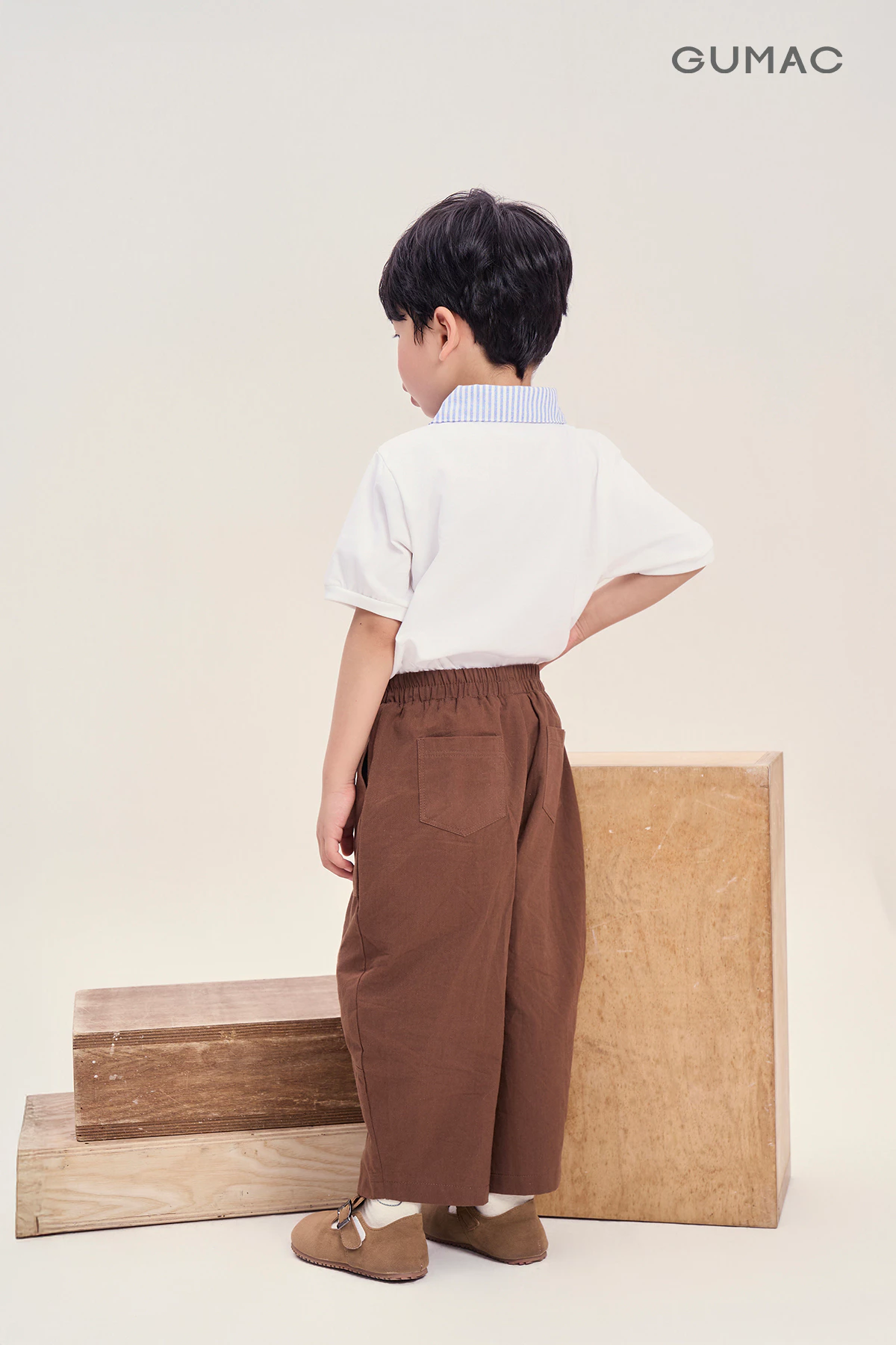 Áo Polo Bé Trai GUMAC Tay Ngắn In Hình Con Voi Cotton 2C Mềm Mát Dễ Thương APKG04088