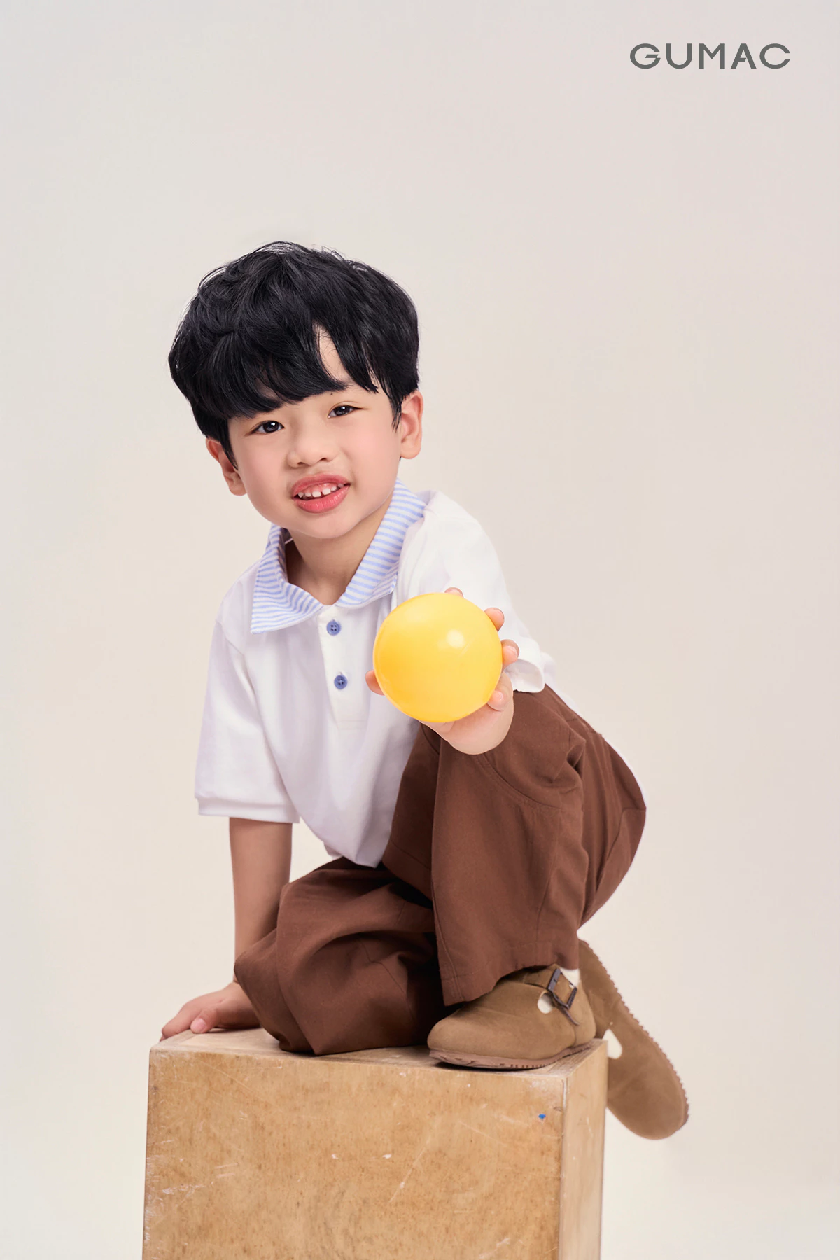 Áo Polo Bé Trai GUMAC Tay Ngắn In Hình Con Voi Cotton 2C Mềm Mát Dễ Thương APKG04088
