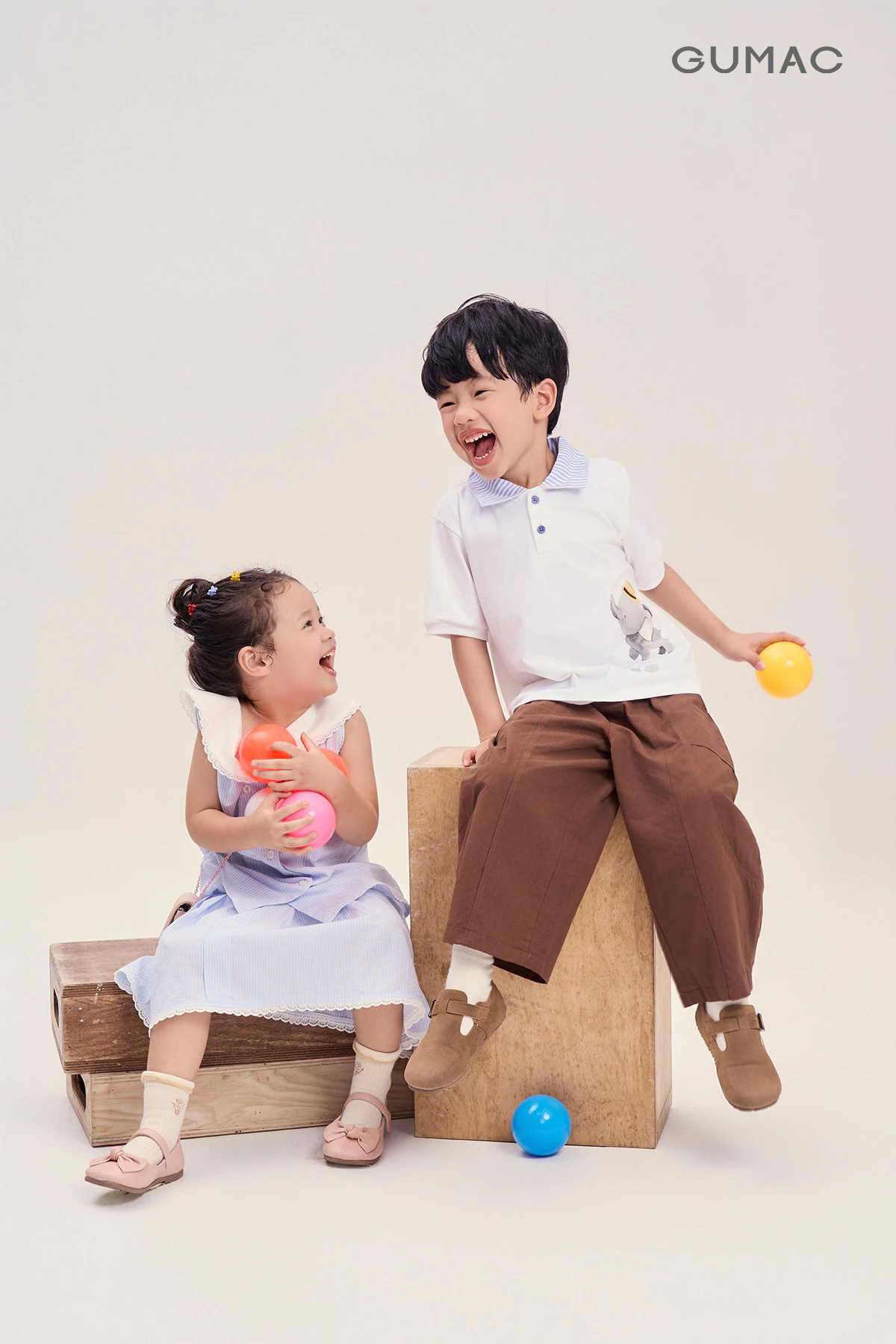 Áo Polo Bé Trai GUMAC Tay Ngắn In Hình Con Voi Cotton 2C Mềm Mát Dễ Thương APKG04088