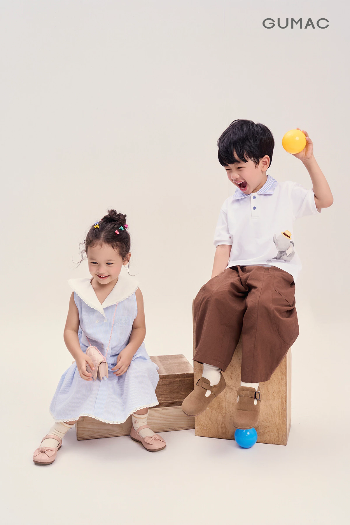 Áo Polo Bé Trai GUMAC Tay Ngắn In Hình Con Voi Cotton 2C Mềm Mát Dễ Thương APKG04088