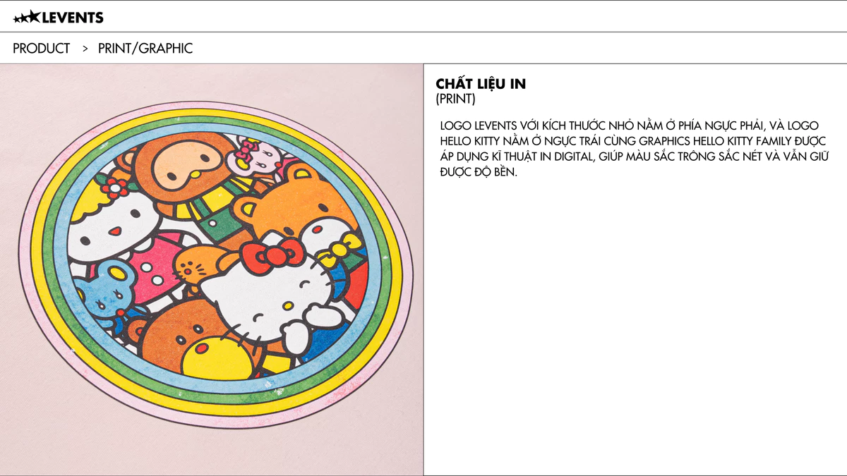 Levents® x Hello Kitty | Áo Thun Kitty's Family Semi-Oversized Tee 100% Cotton T-shirt