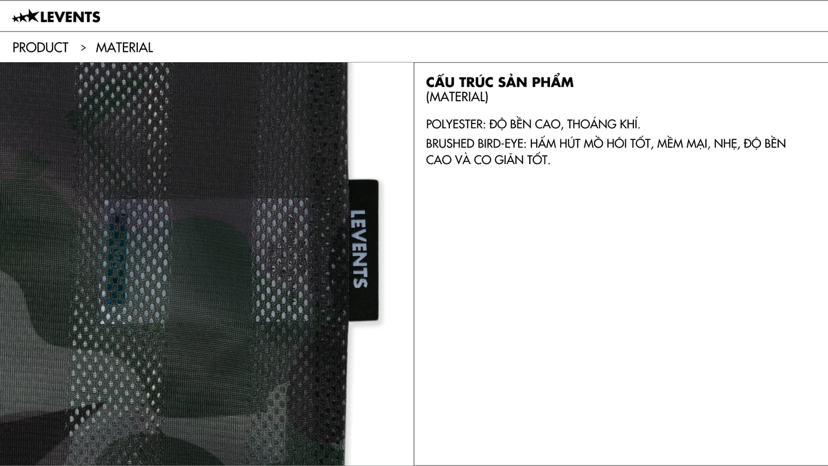 Áo Jersey Levents Camo Boxy Jersey Thun Lưới