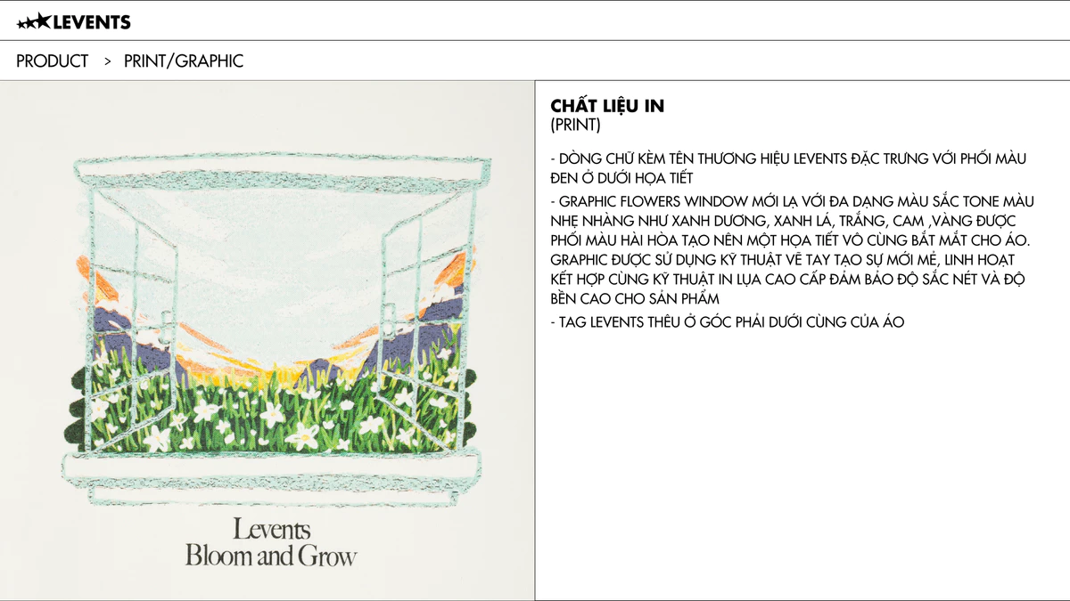 Áo Thun Levents Flowers Window Tee Oversized 100% Cotton T-shirt