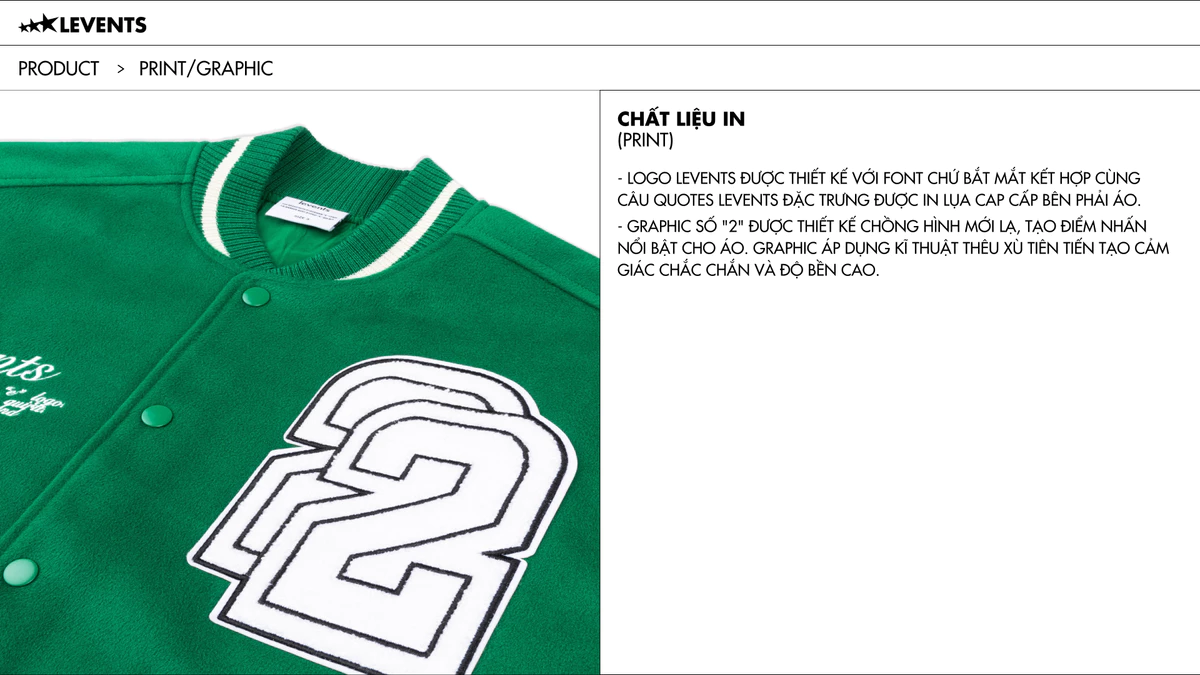 Áo Khoác Varsity Levents Punch Oversized Nỉ Chân Cua