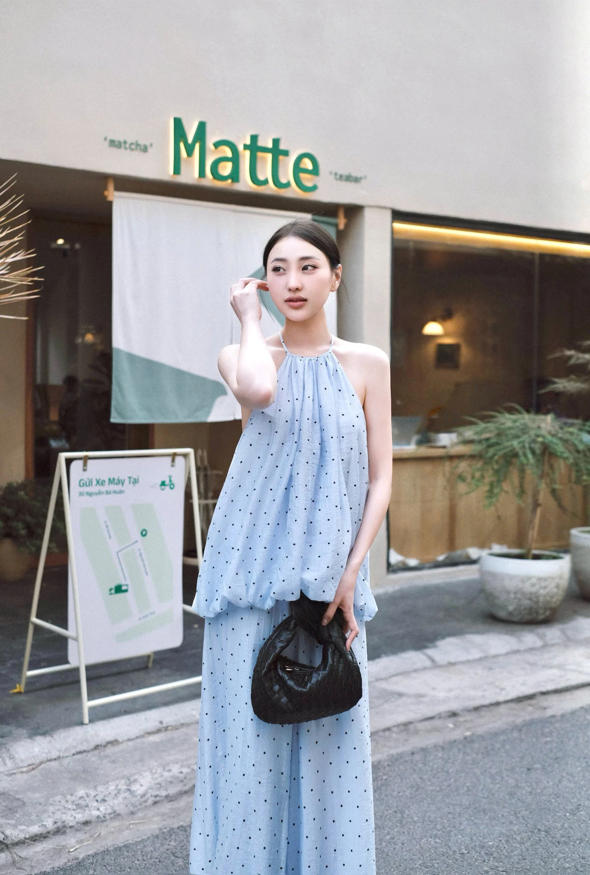 Nosbyn - Set Áo yếm Hai Dây & Quần Suông Rộng Họa Tiết Chấm Bi - Dottie Set
