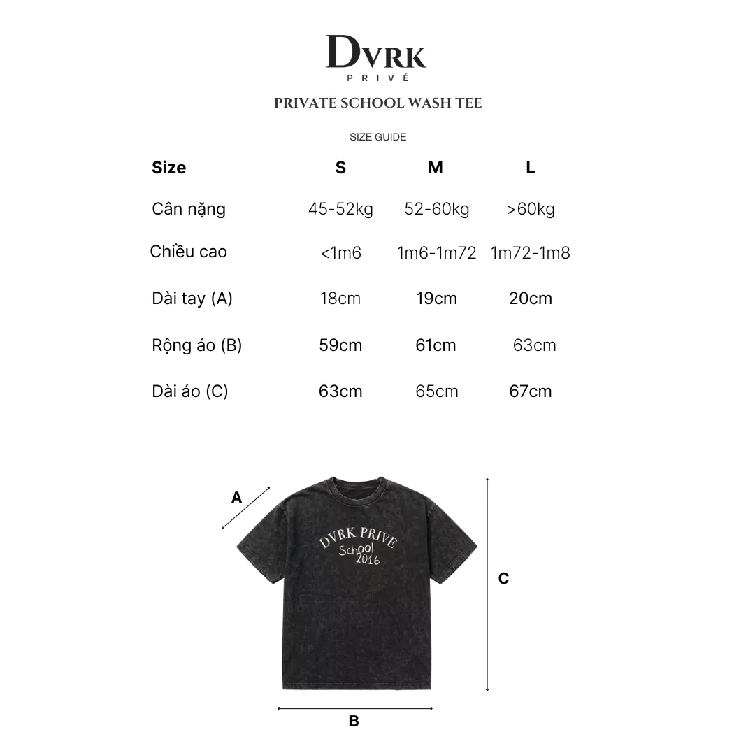 Áo Thun Unisex Form Boxy DVRK Privé Cotton Cao Cấp Áo Phông Wash Basic - Mini Drop Private School