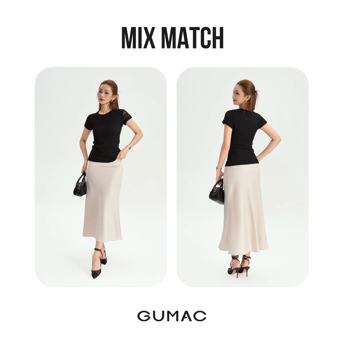 Áo Thun Ren Nữ GUMAC Áo Thun Kiểu Tay Ngắn Cổ Tròn Ôm Nhẹ Co Giãn Thanh Lịch LATF0918