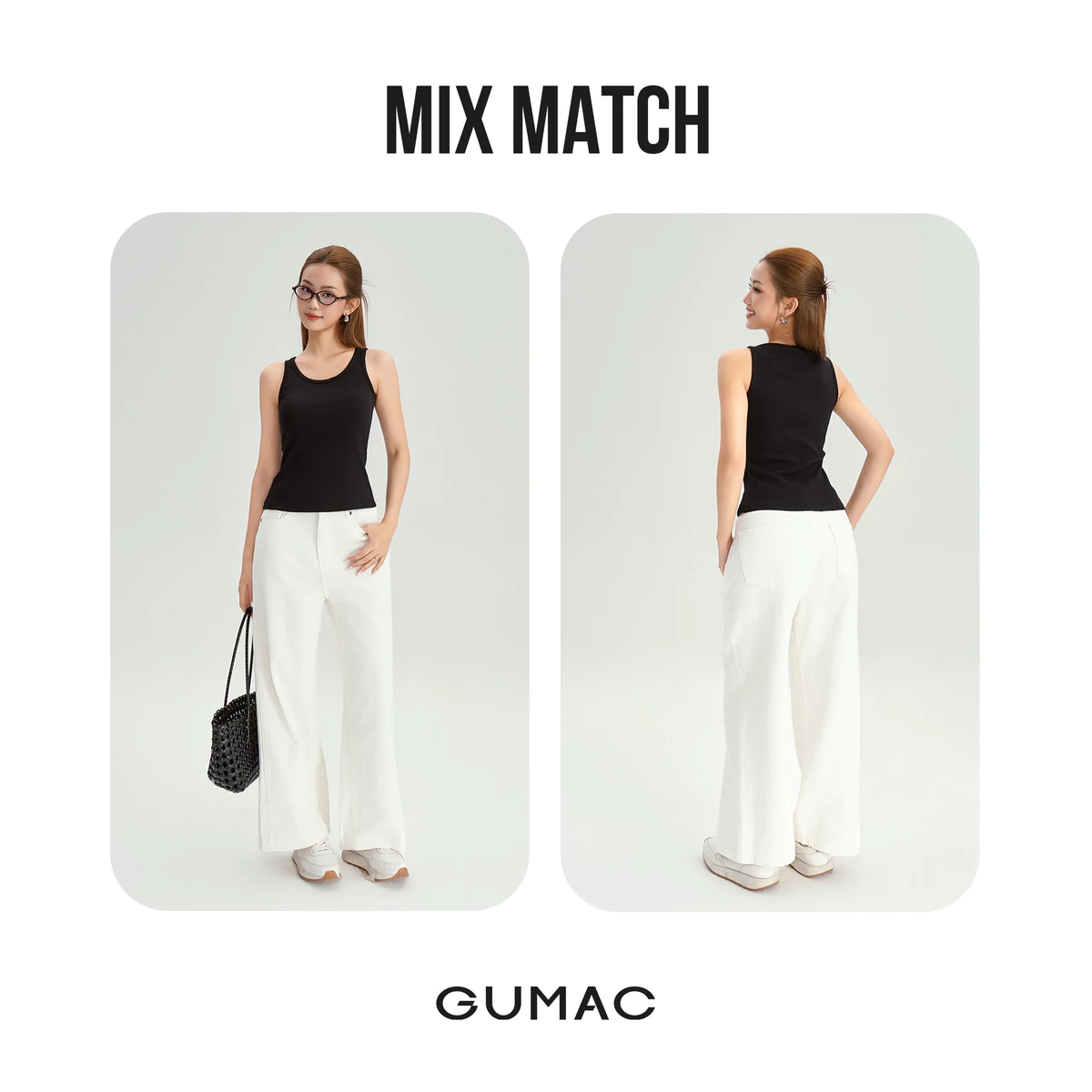 Áo Tanktop Nữ GUMAC Form Slimfit Ôm Dáng Thun Gân Có Mút Co Giãn Thoáng Mát LATG0302