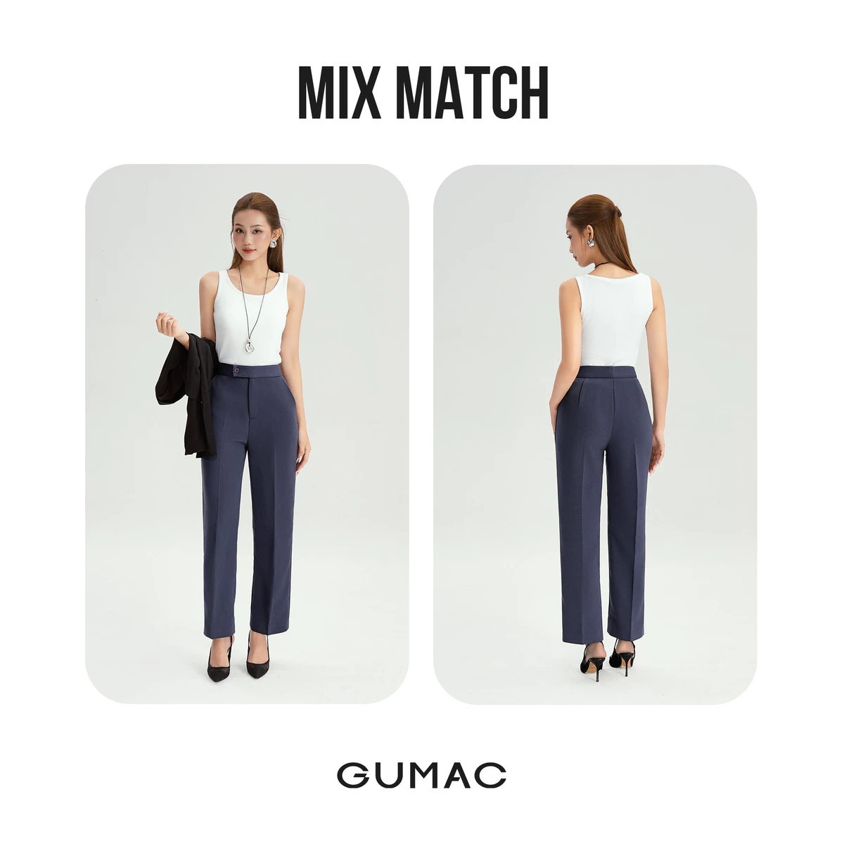 Áo Tanktop Nữ GUMAC Form Slimfit Ôm Dáng Thun Gân Có Mút Co Giãn Thoáng Mát LATG0302