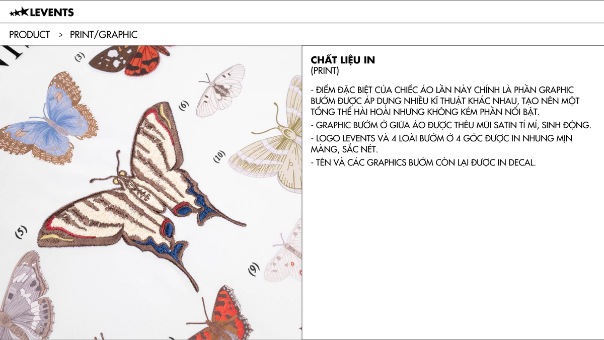 Áo Thun Levents Butterfly Catalog Semi-Oversized Tee/ White 100% Cotton T-shirt