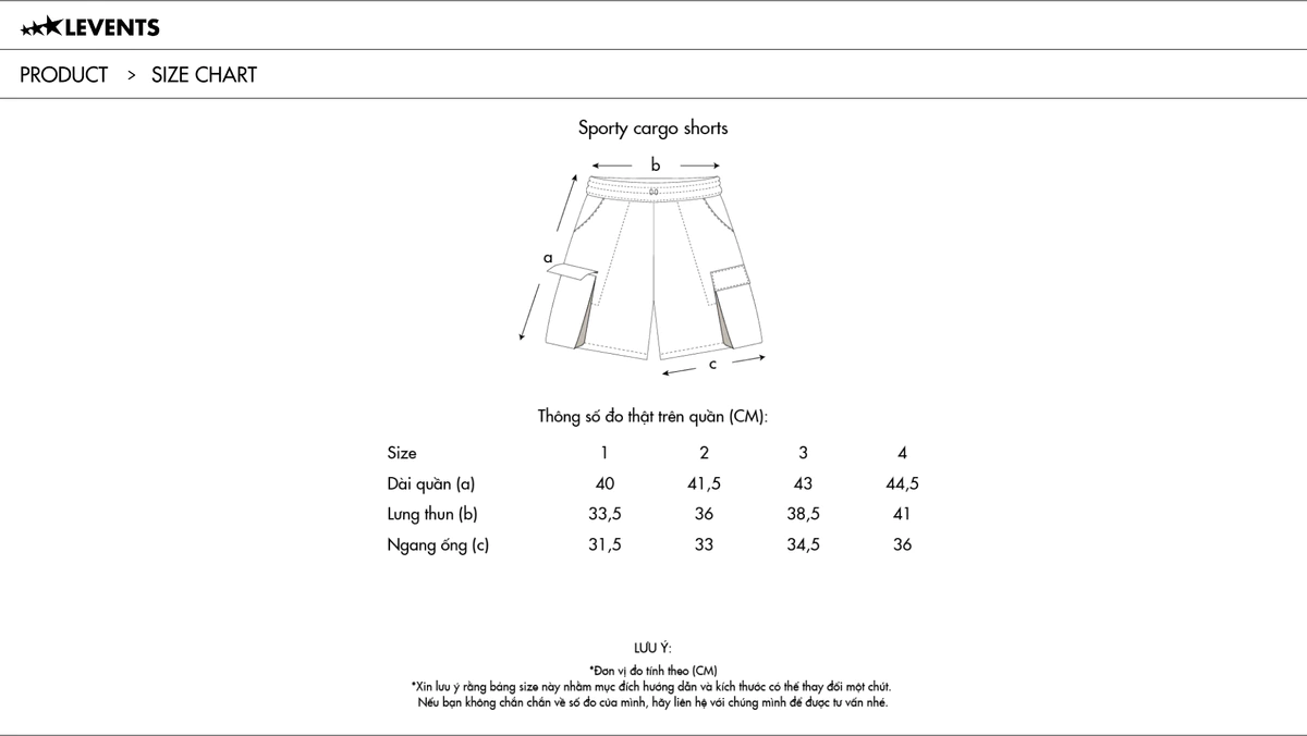 Quần Đùi Dù Levents Sporty Nylon Cargo Shorts