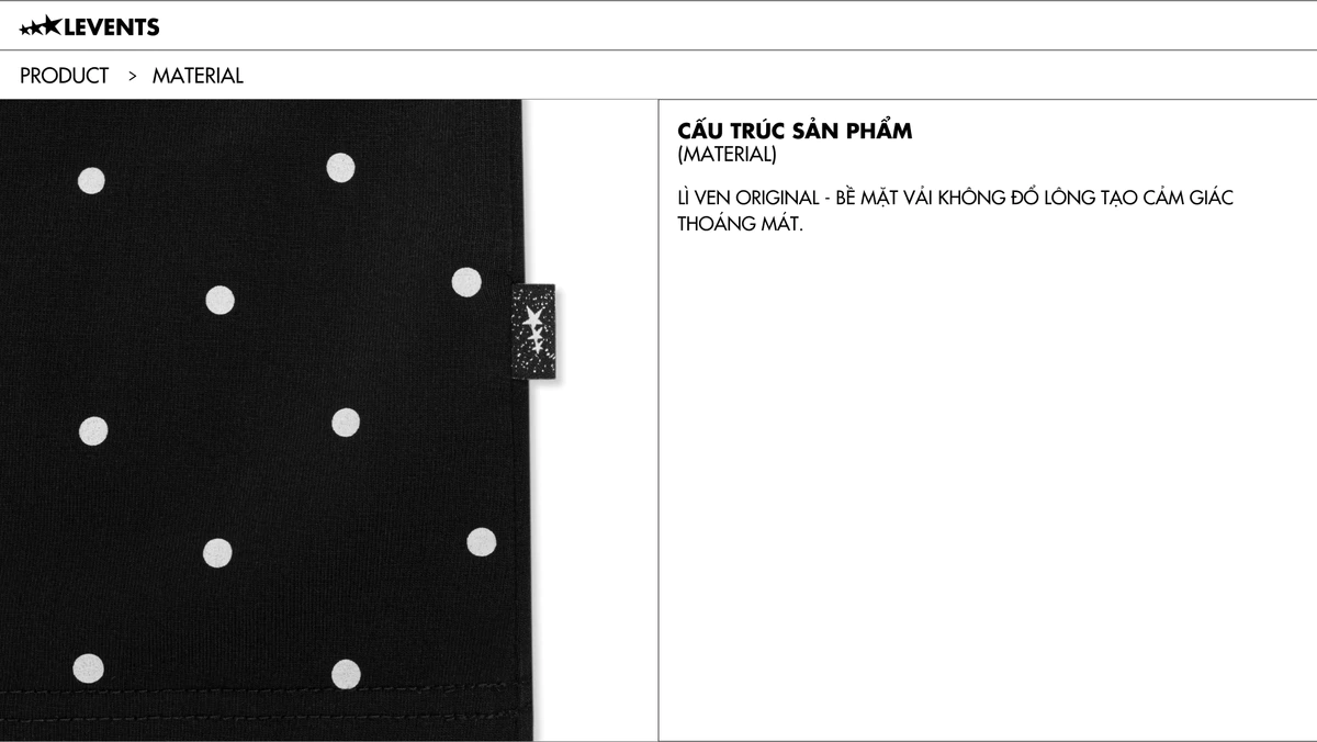 Áo Thun Levents Seasonal Polkadot Semi-Oversized Tee/ Black 100% Cotton T-shirt